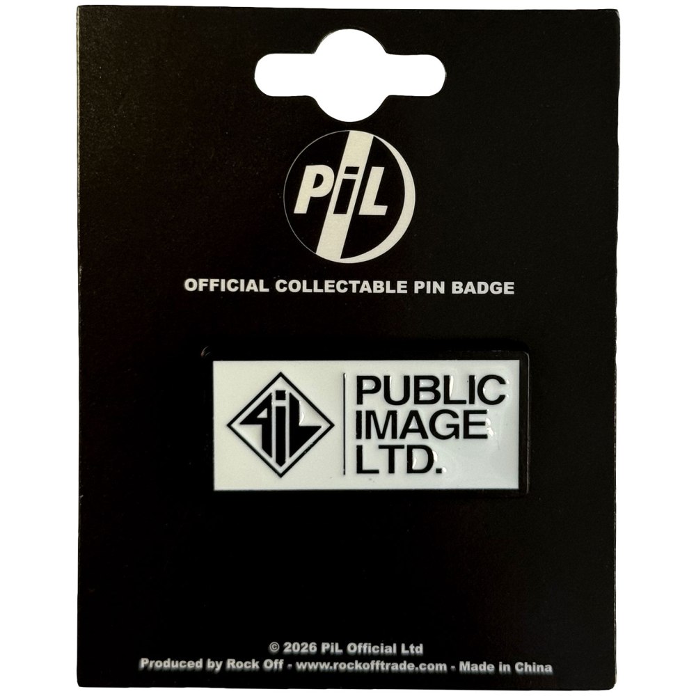 Pil Public Image Ltd - New Logo Stacked Text Pin - White/Black